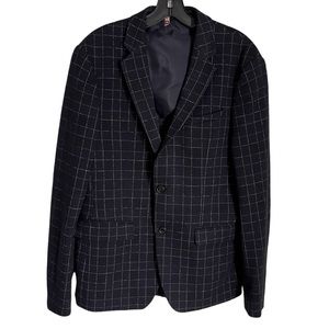 ZARA WINDOWPANE NAVY BLAZER